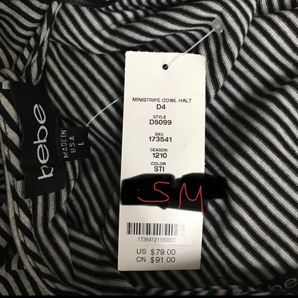 Bebe Mini stripe cowl halter dress - Picture 2 of 2